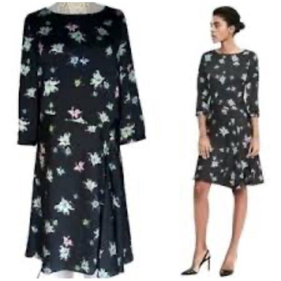Banana Republic Dresses & Skirts - Banana Republic Black Watercolor Floral Dress Size 12